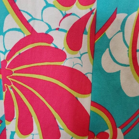 💥448 London Times Lizzy Sleeveless Geo Peonies Cotton Shift Dress - Picture 9 of 10